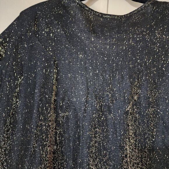 Roamans Black Gold Sequin VINTAGE Holiday Shell Top Plus Size 20/22 Stretch - Picture 12 of 16